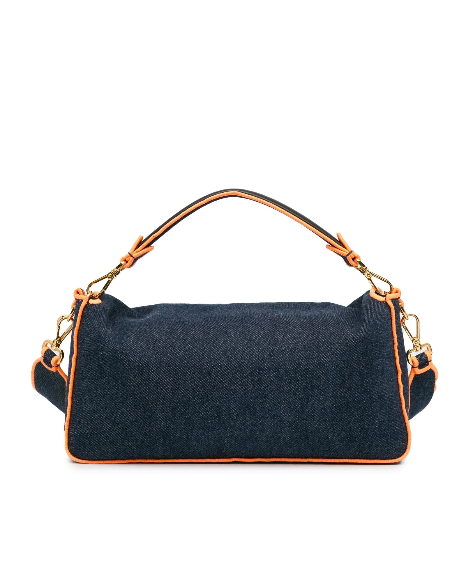 Denim Baguette Satchel with Shoulder Strap