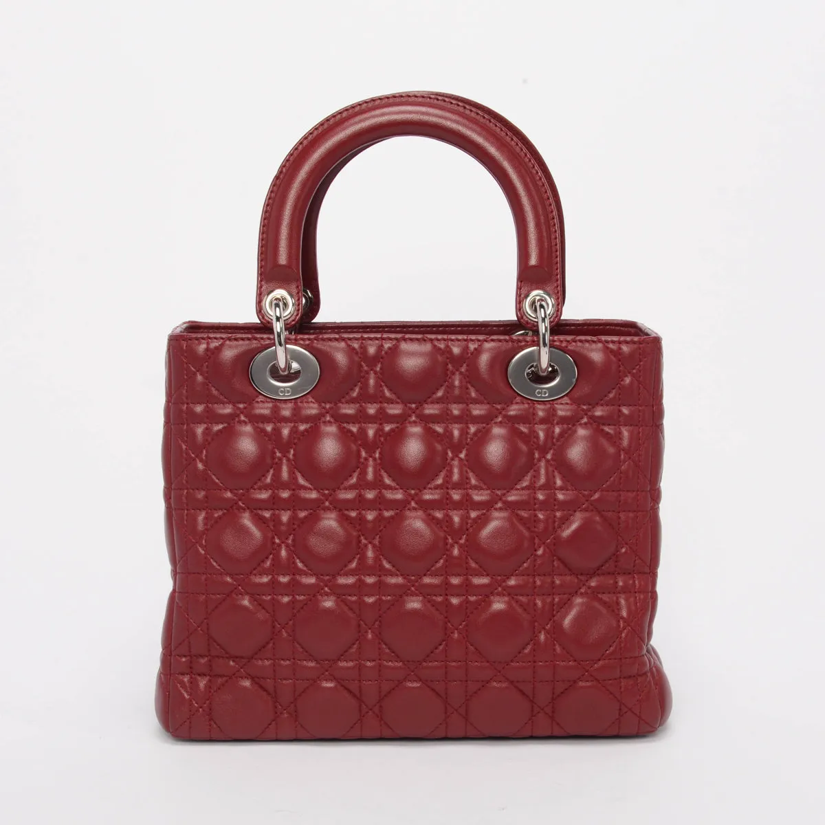 Dior Burgundy Cannage Lambskin Medium Lady Dior