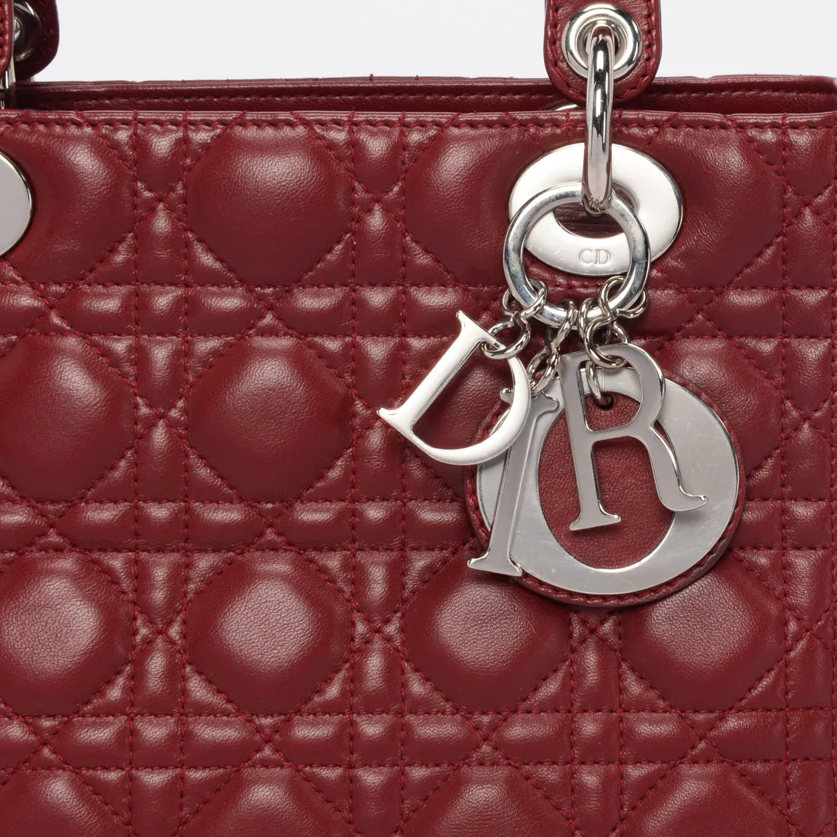 Dior Burgundy Cannage Lambskin Medium Lady Dior