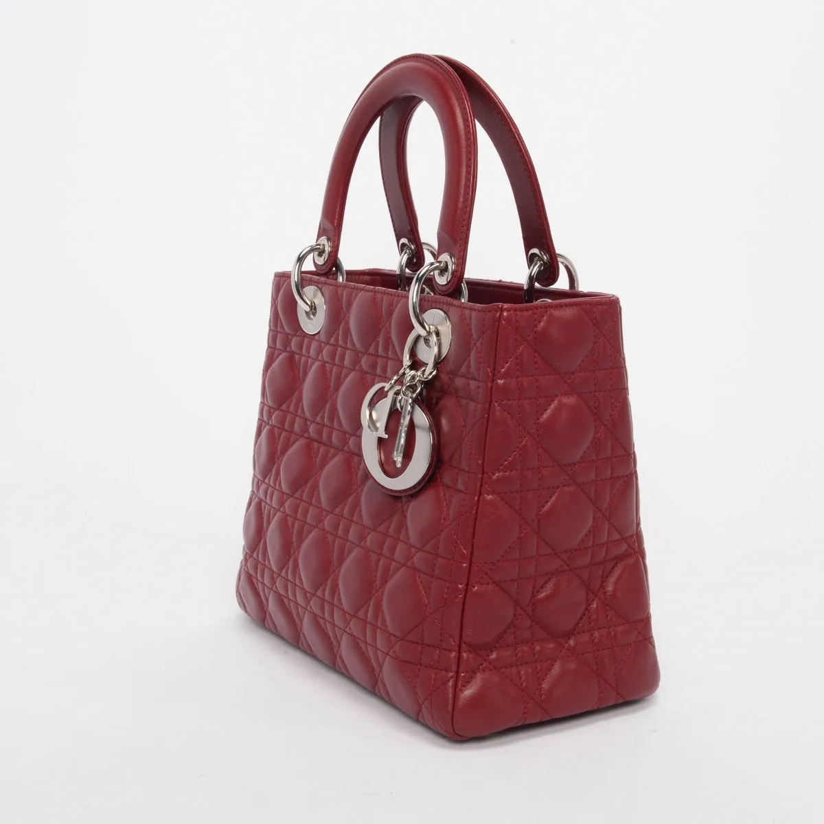 Dior Burgundy Cannage Lambskin Medium Lady Dior