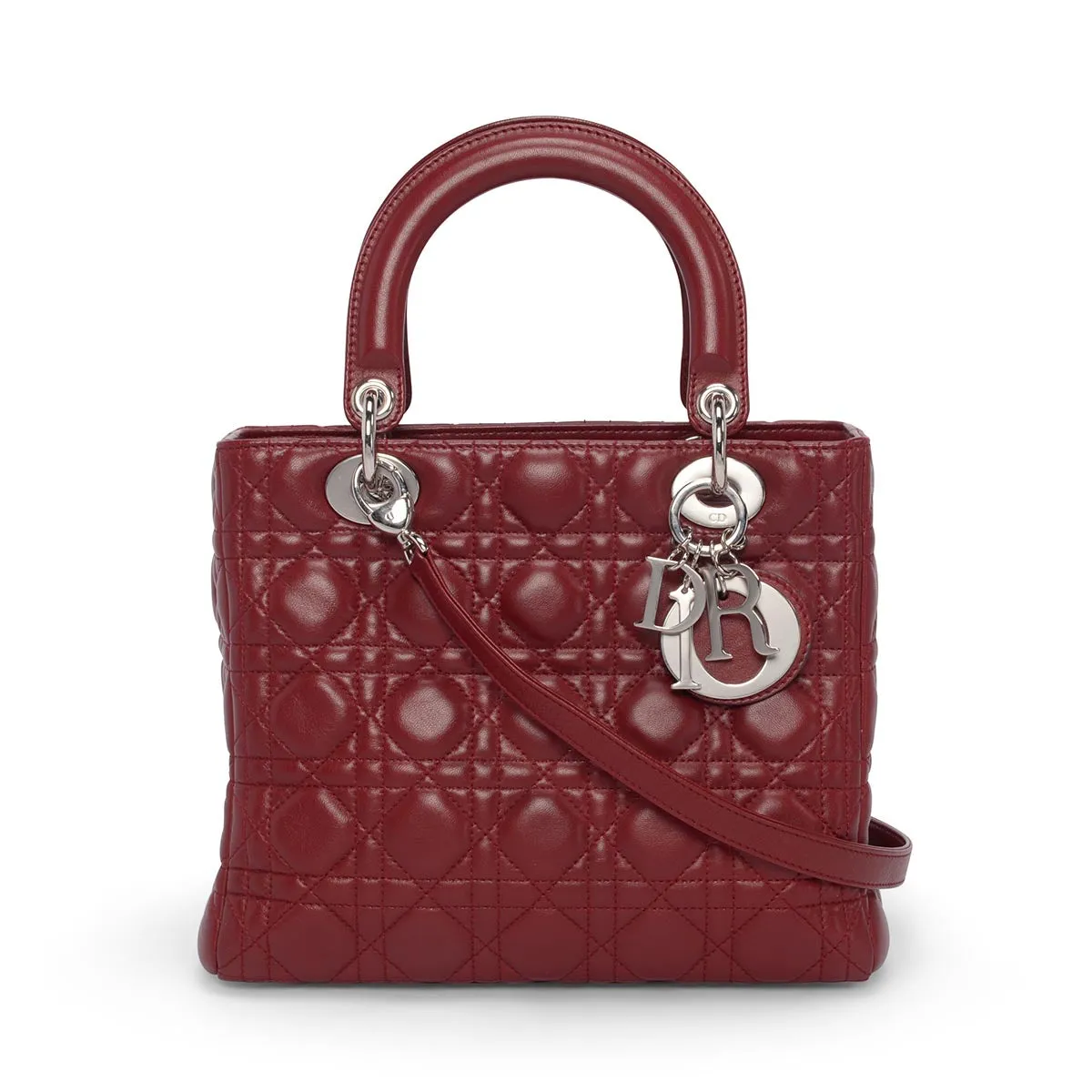 Dior Burgundy Cannage Lambskin Medium Lady Dior