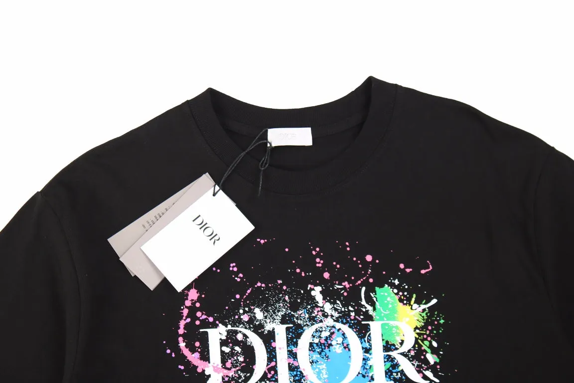 Dior Color Splash Graphic T-Shirt - Black