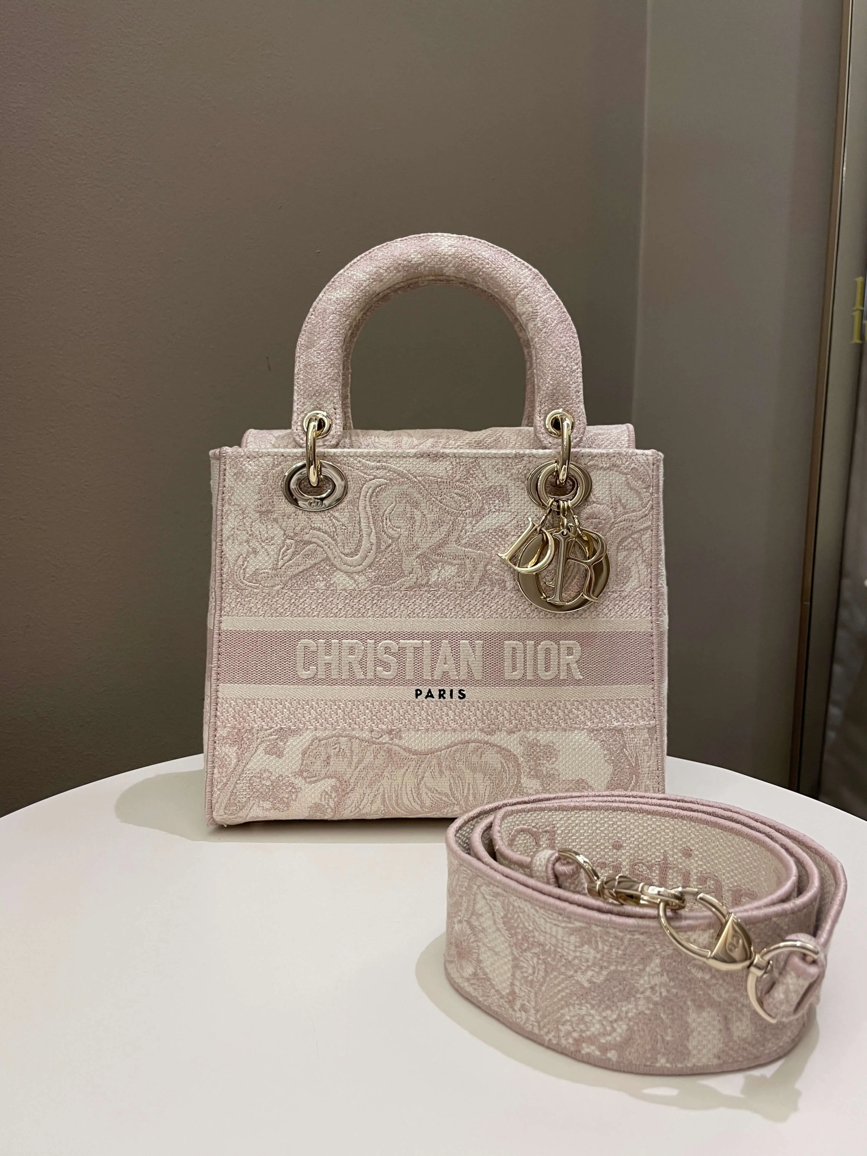 Dior Lady Dior Lite Pale Pink Toile De Jouy Embroidery