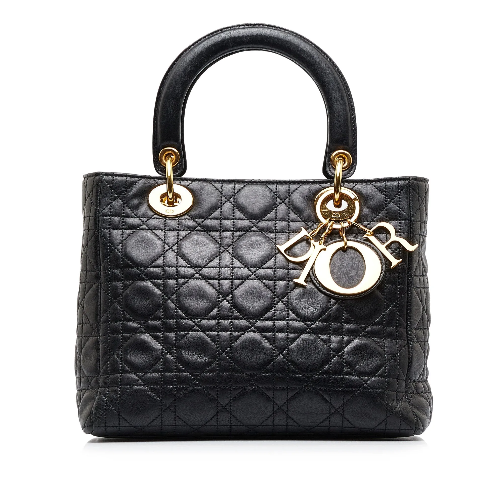 Dior Lady Dior Medium Black Cannage Quilted Leather