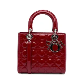 Dior Lady Dior Medium Red Cannage Quilted Patent Leather