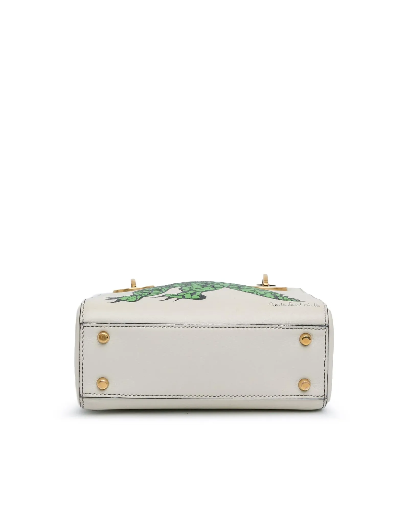 Dior Lady Dior Mini Handbag White Green Alligator