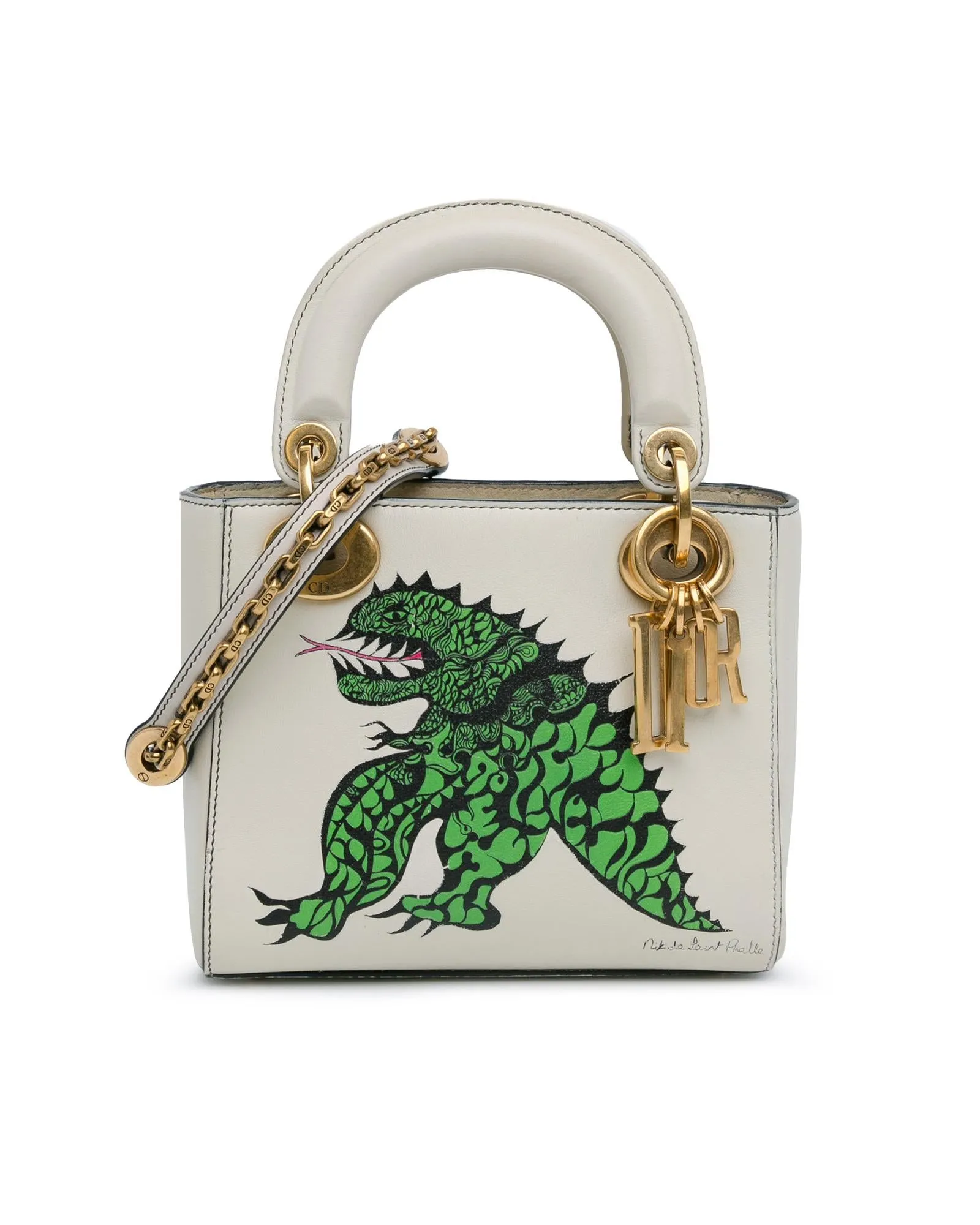 Dior Lady Dior Mini Handbag White Green Alligator