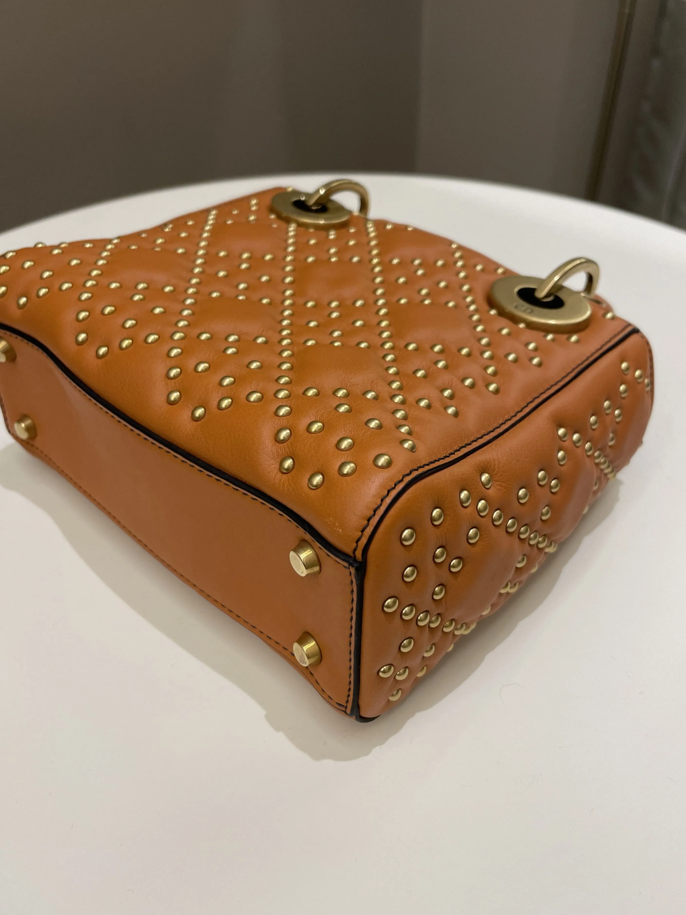 Dior Lady Dior Studded Souple Deep Orange Lambskin