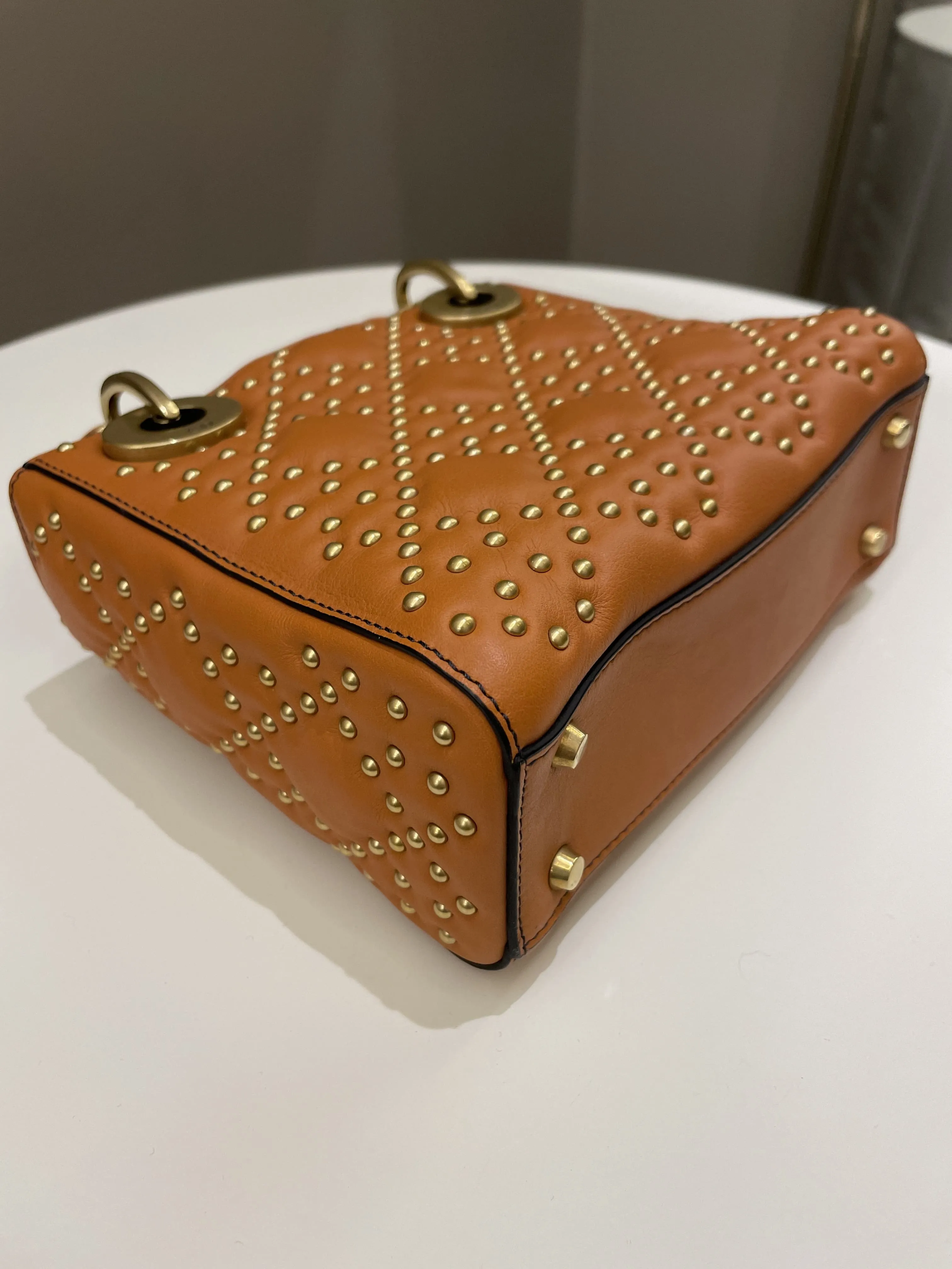 Dior Lady Dior Studded Souple Deep Orange Lambskin