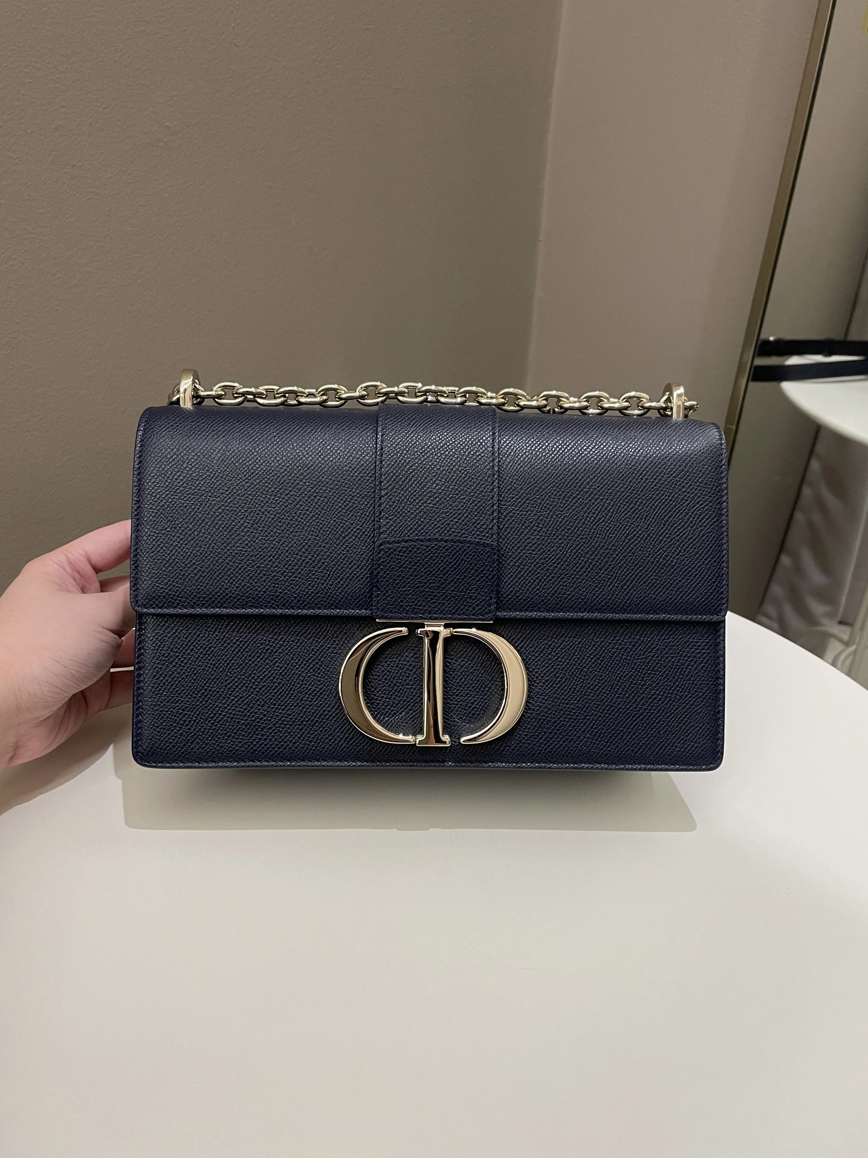 Dior Montaigne 30 Bag Navy Grained Leather