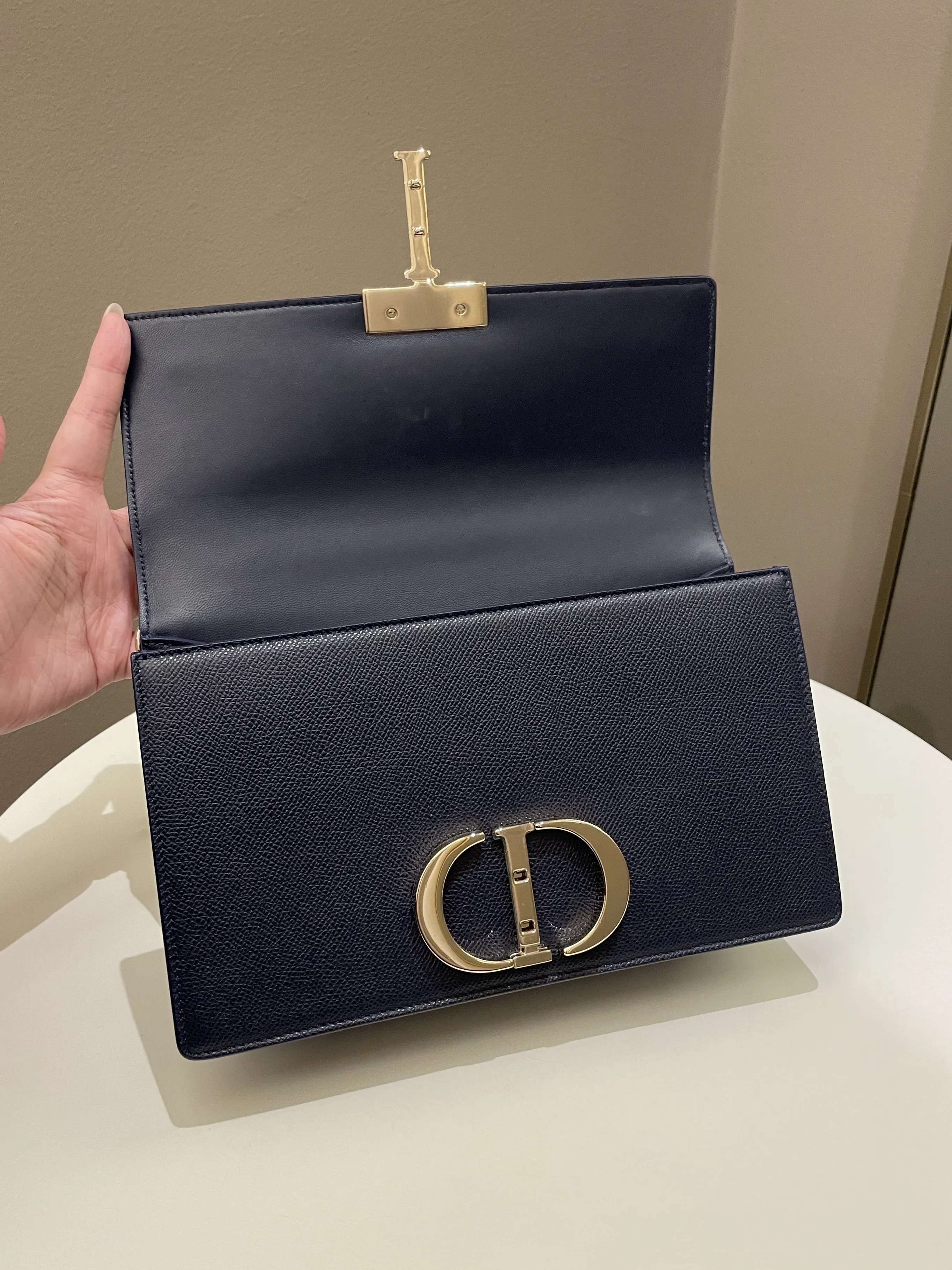 Dior Montaigne 30 Bag Navy Grained Leather