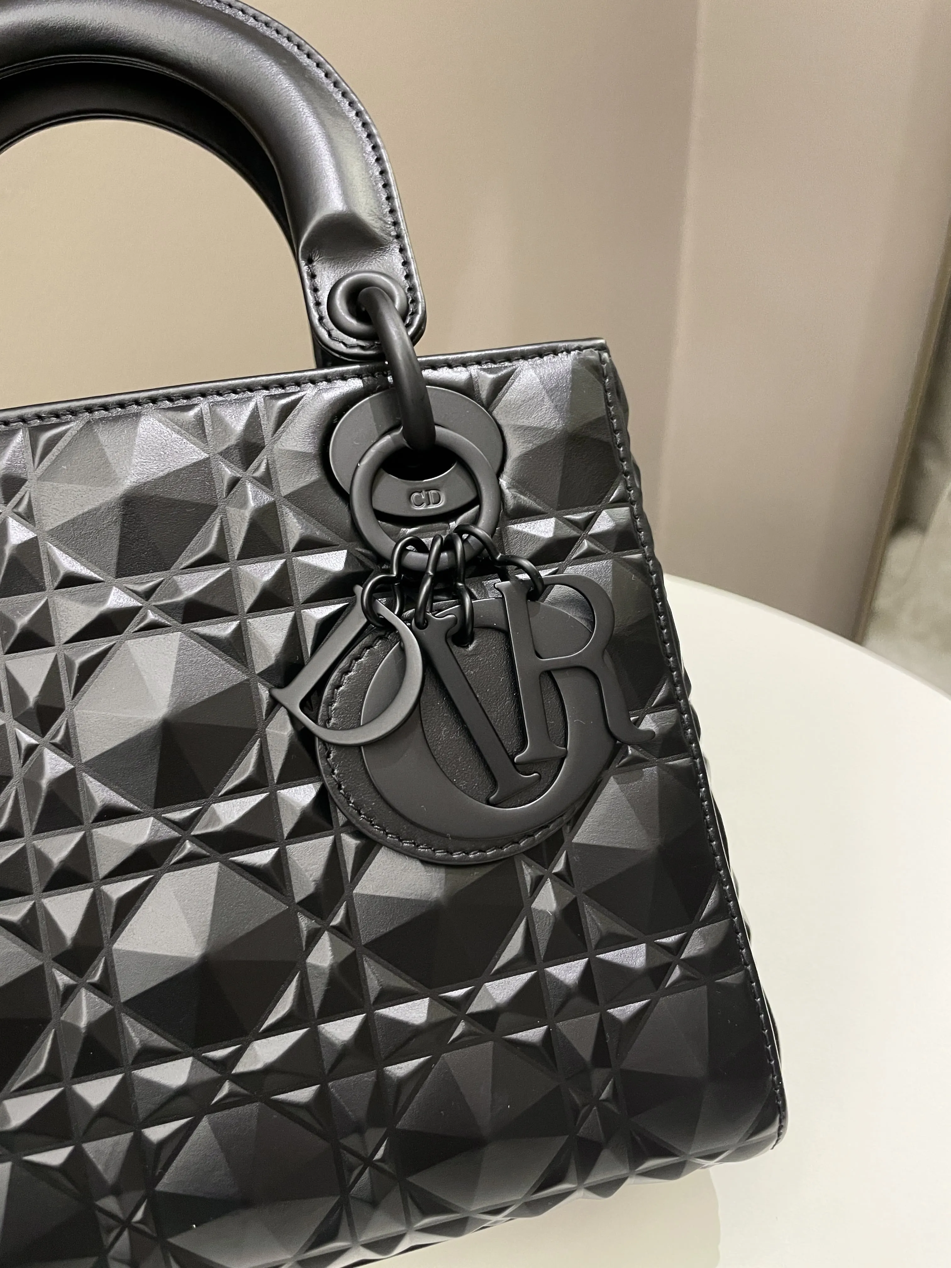 Dior My ABC Lady Dior Black Cannage Calfskin Diamond Motif