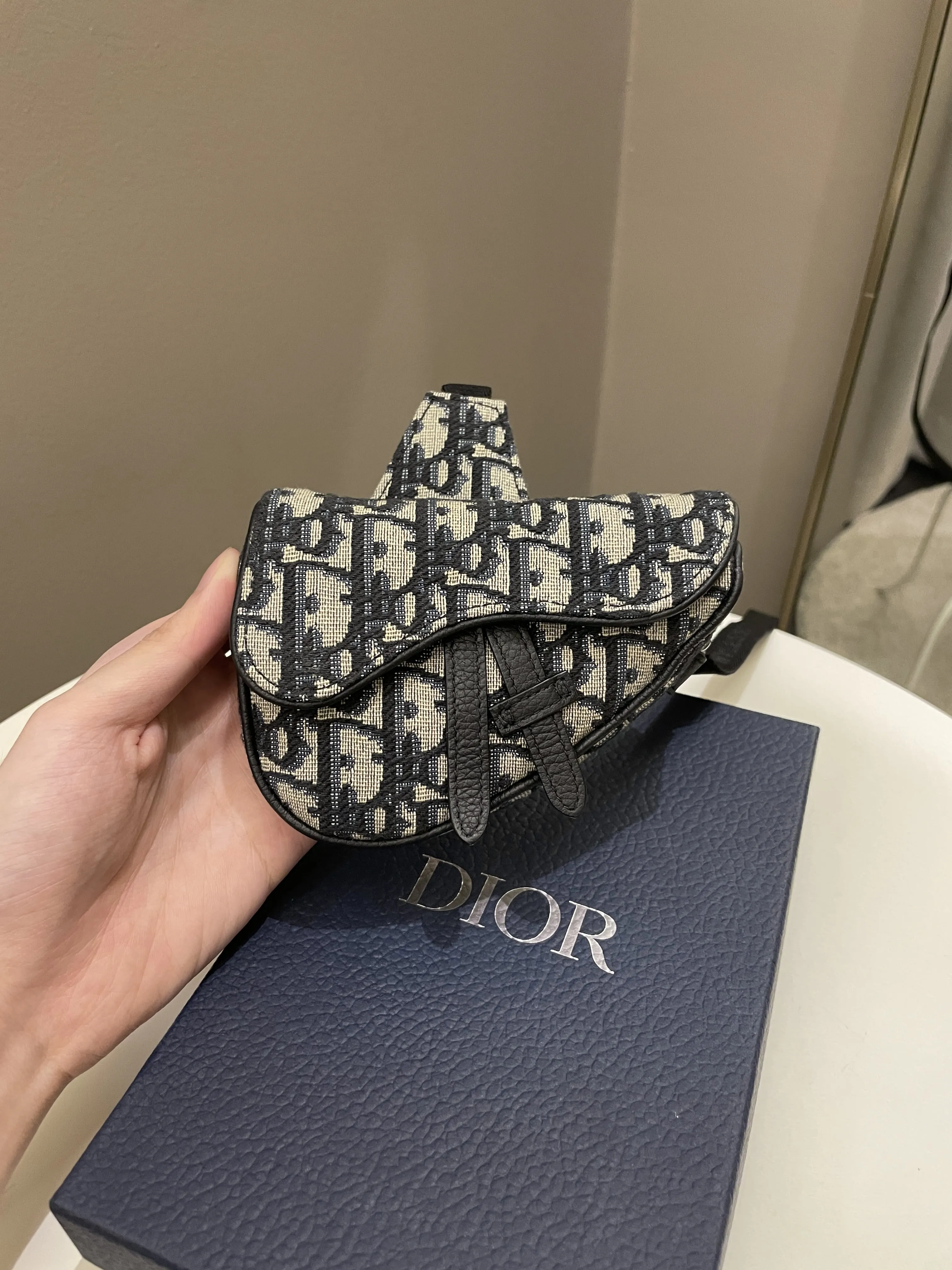 Dior Saddle Nano Crossbody Case Blue Oblique