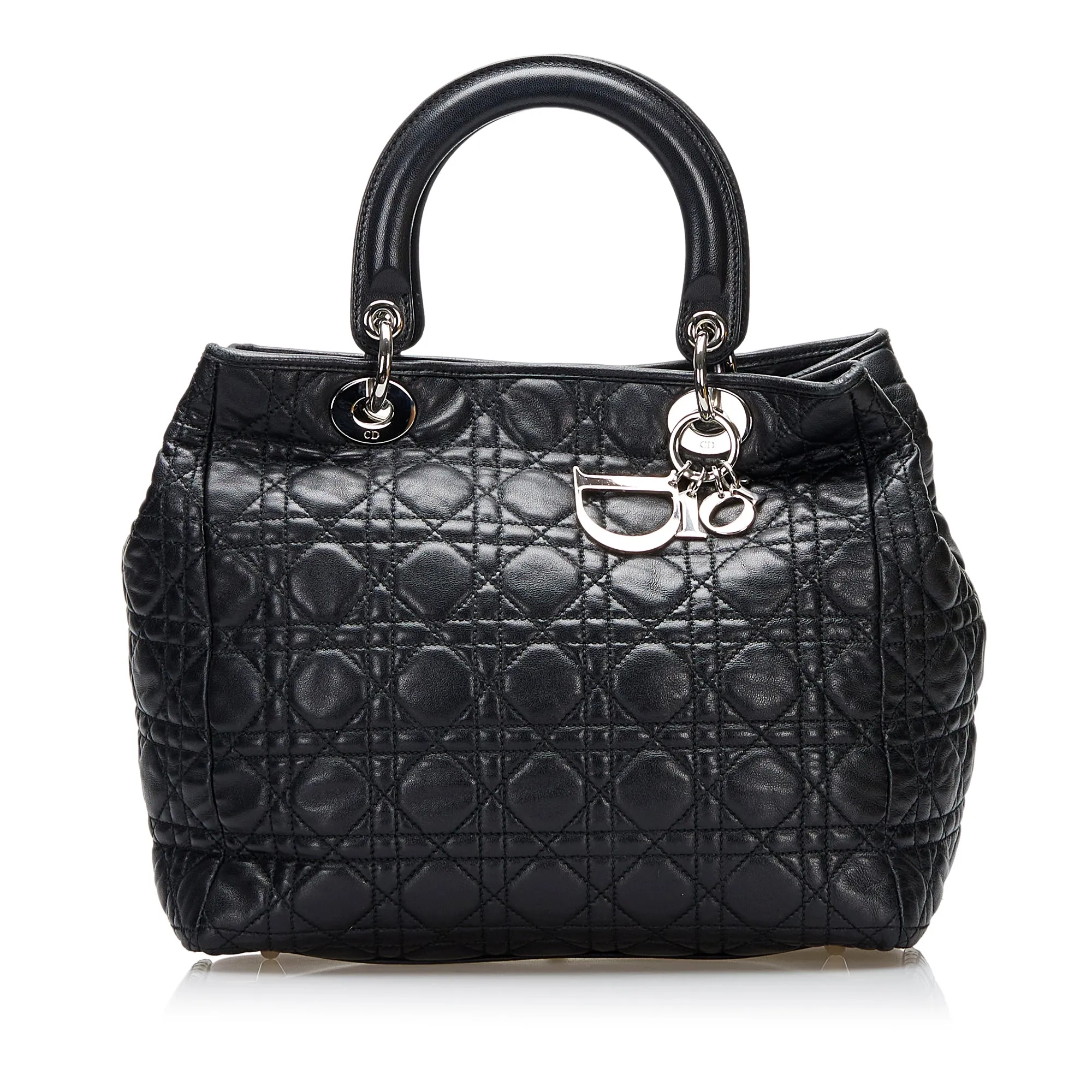 Dior Soft Lady Dior Large Black Cannage Silver