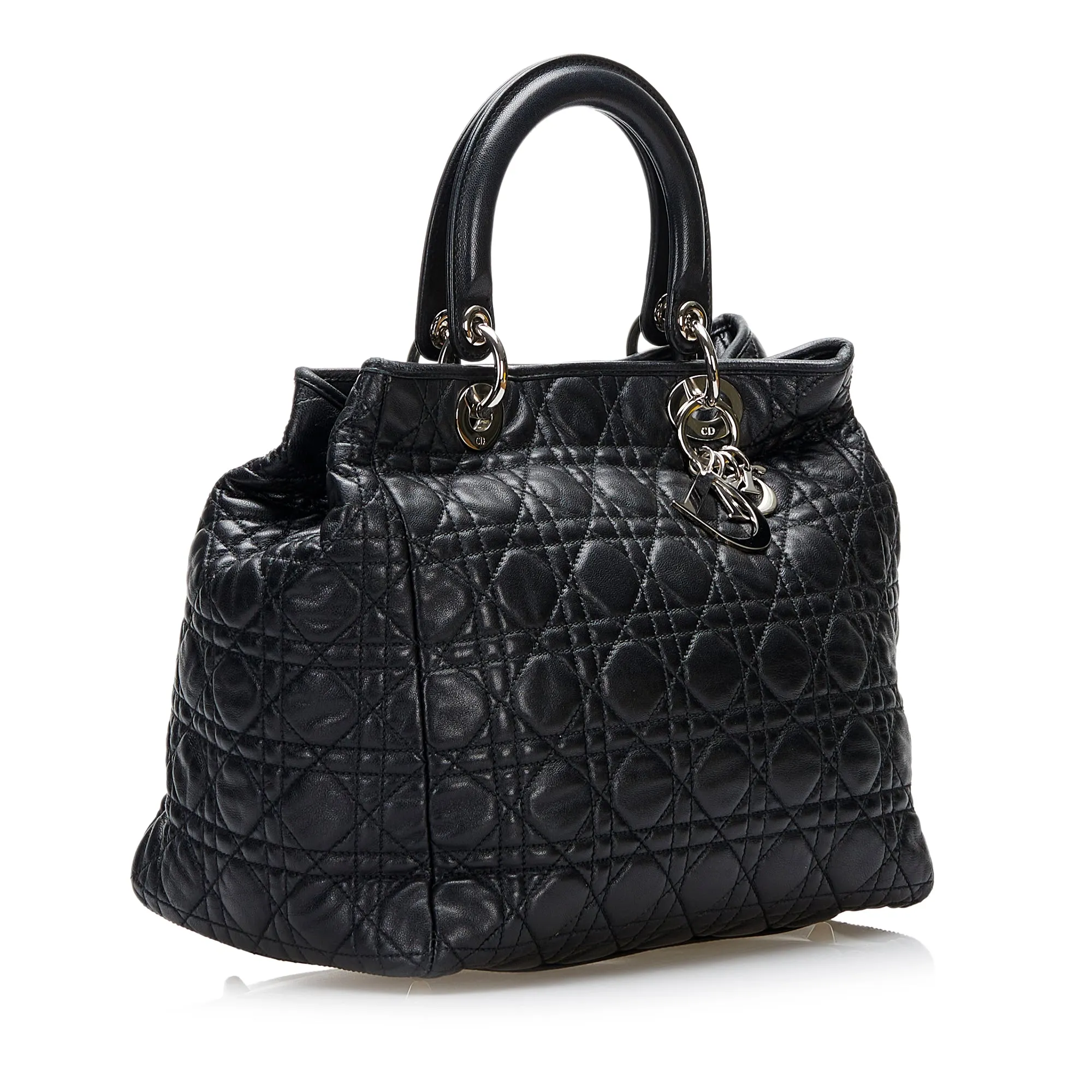 Dior Soft Lady Dior Large Black Cannage Silver