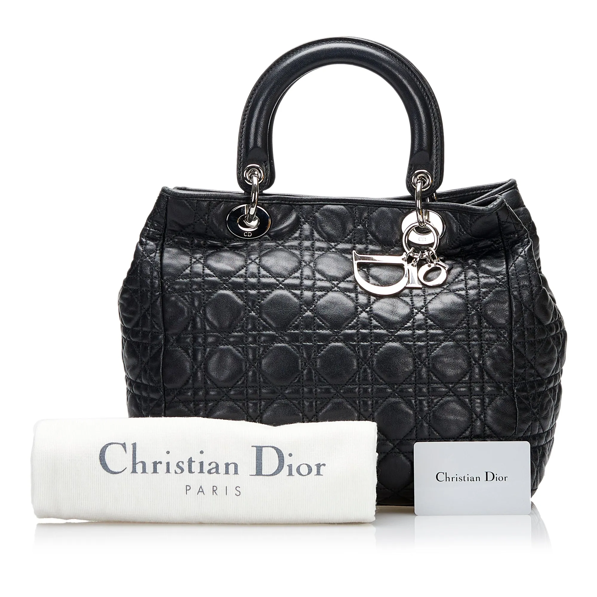 Dior Soft Lady Dior Large Black Cannage Silver