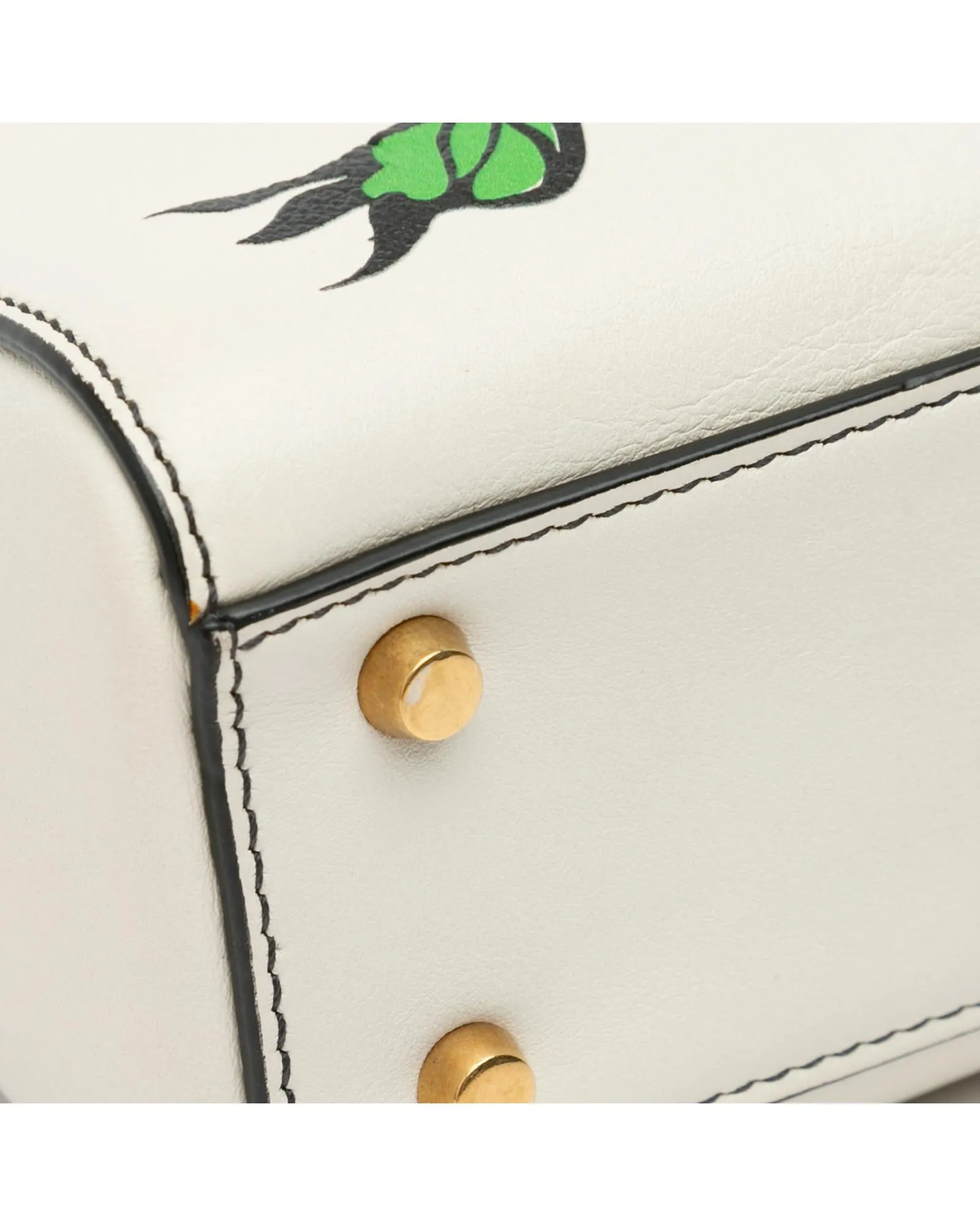 Embroidered Leather Mini Satchel with Chain Strap