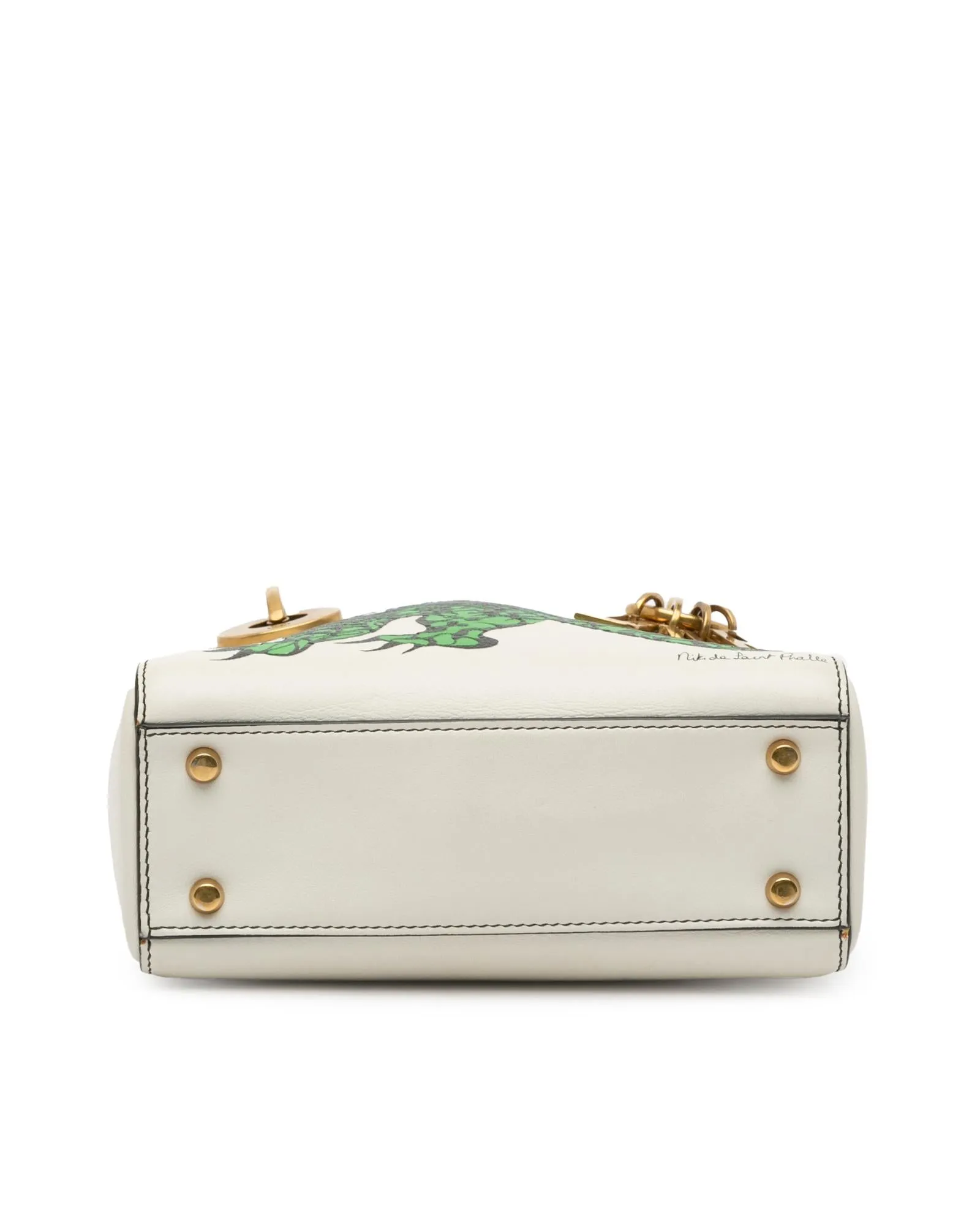 Embroidered Leather Mini Satchel with Chain Strap