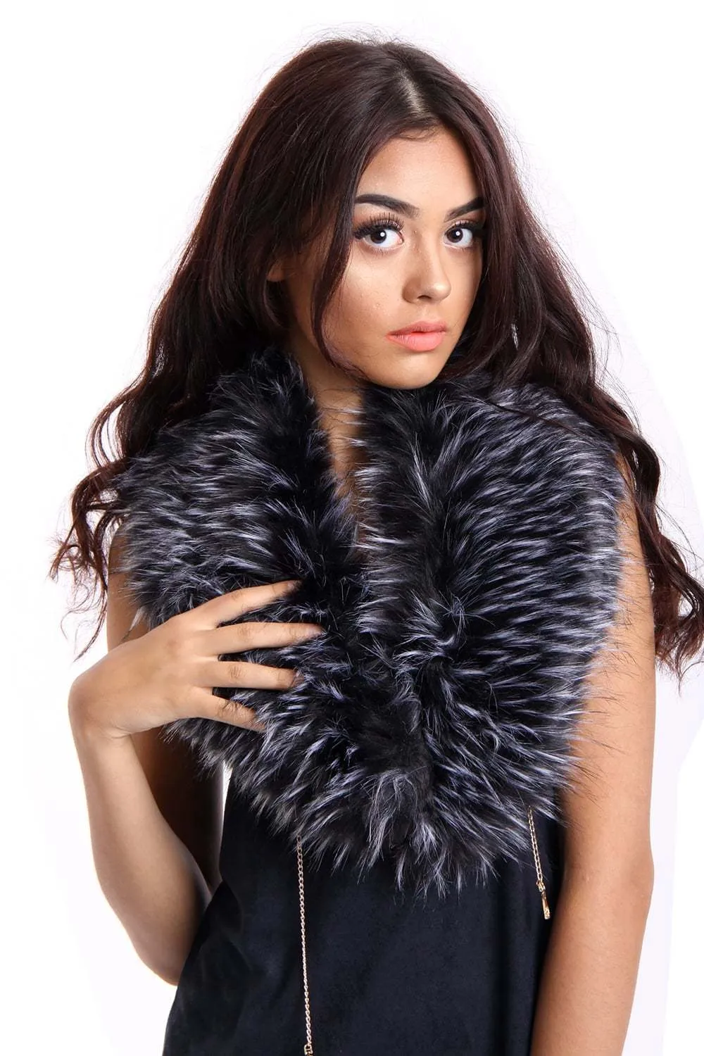 Faux Raccoon Fur Collar Scarf