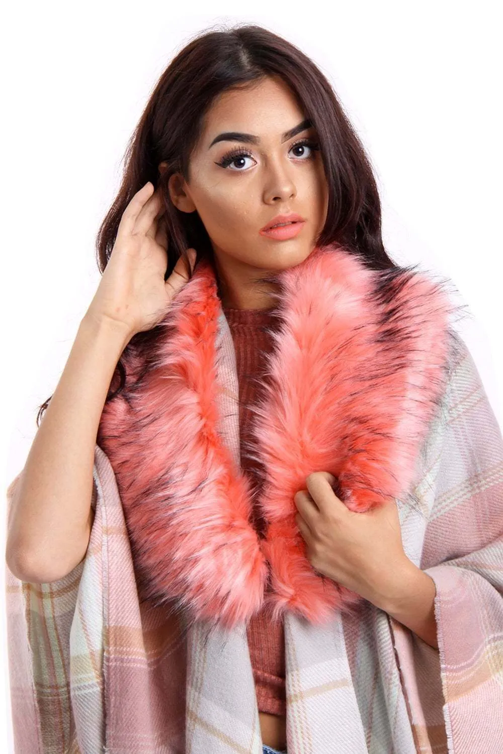 Faux Raccoon Fur Collar Scarf