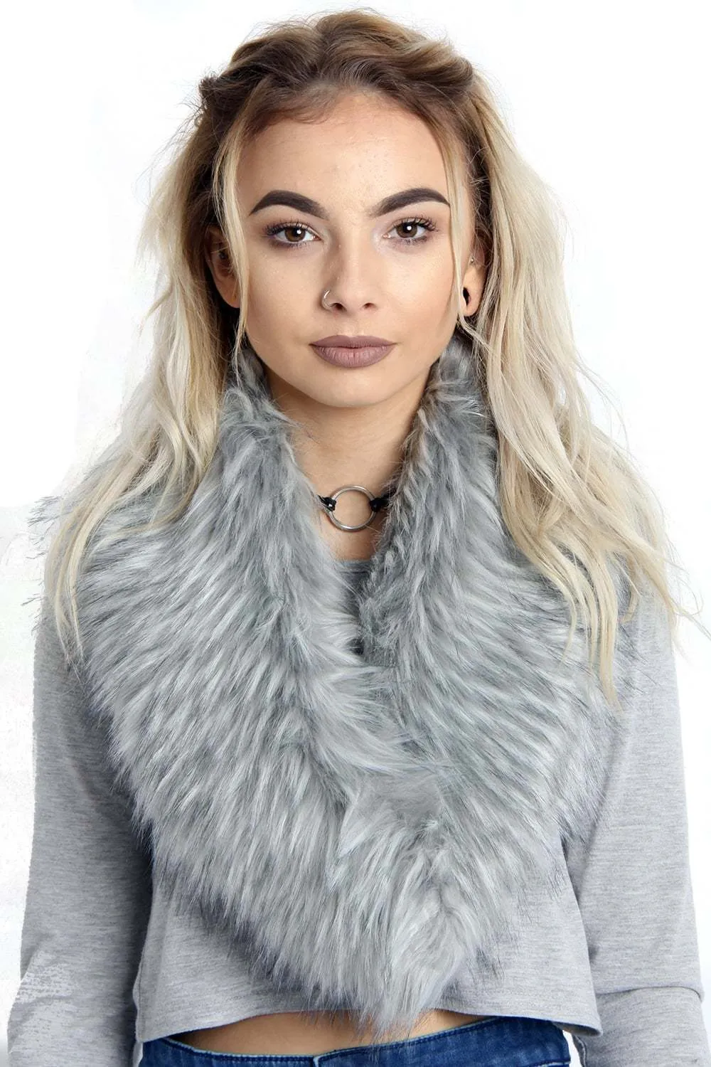 Faux Raccoon Fur Collar Scarf