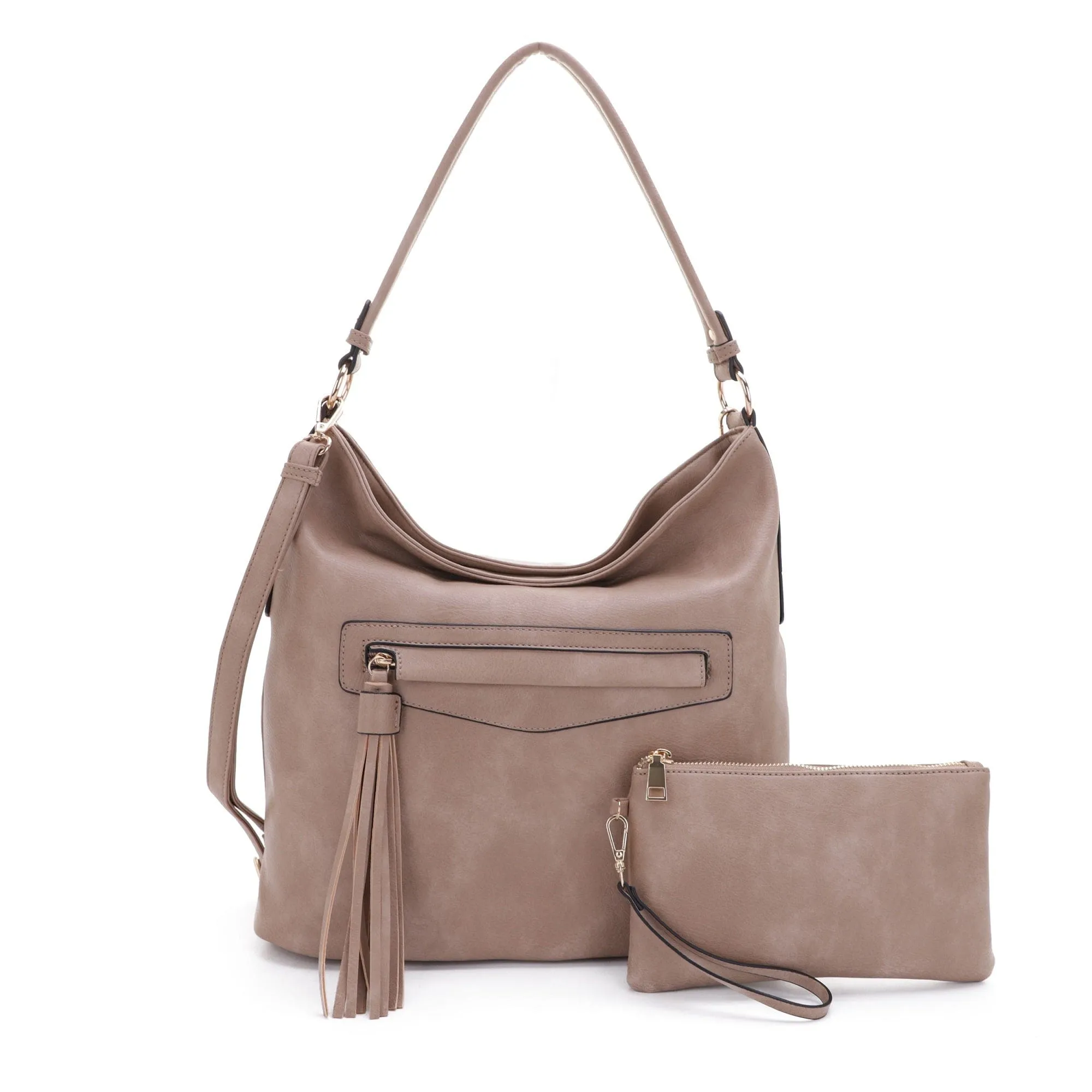 FC20495 Eliza Front Tassel Pocket 2 in 1 Hobo Shoulder Bag Set