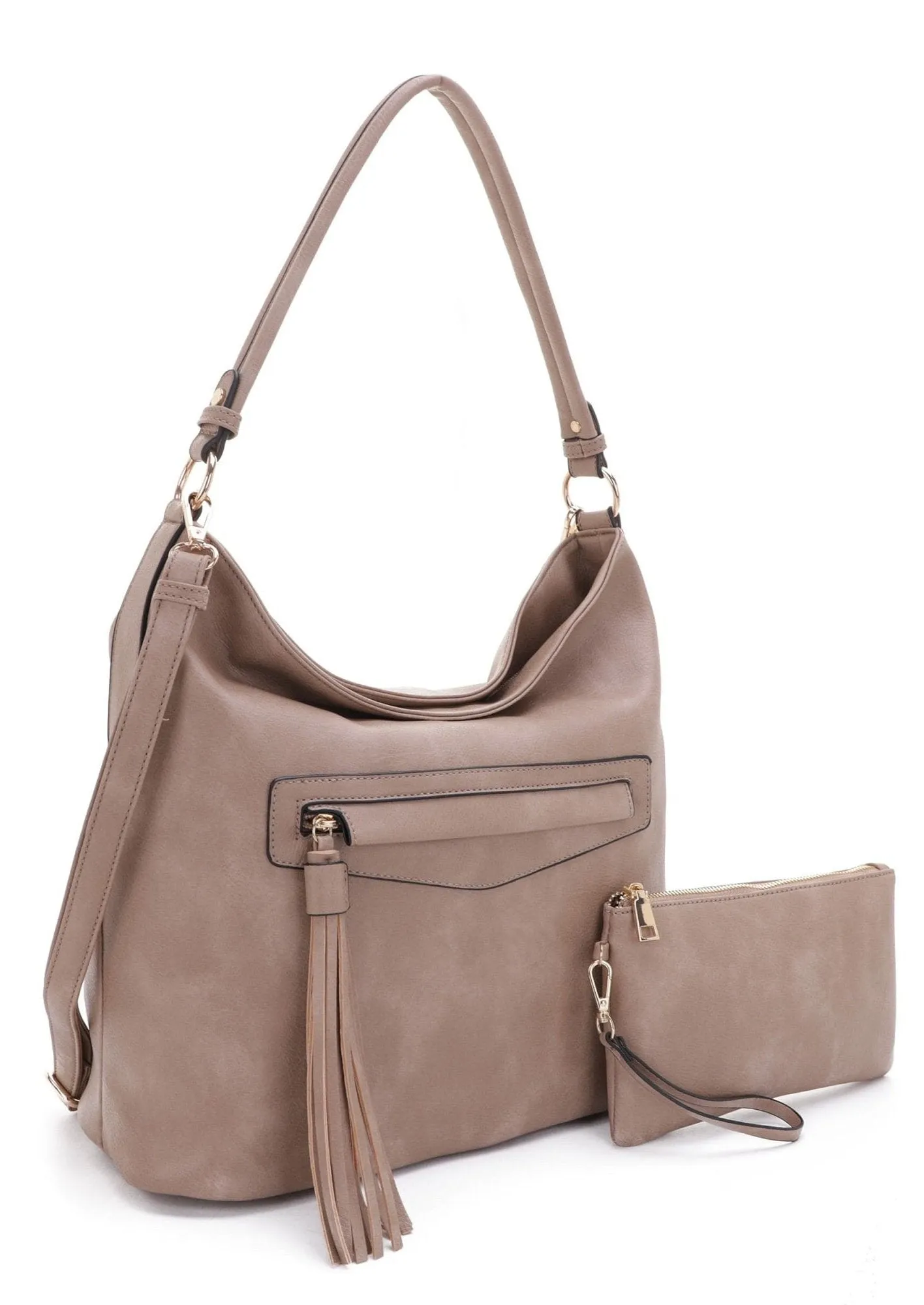 FC20495 Eliza Front Tassel Pocket 2 in 1 Hobo Shoulder Bag Set