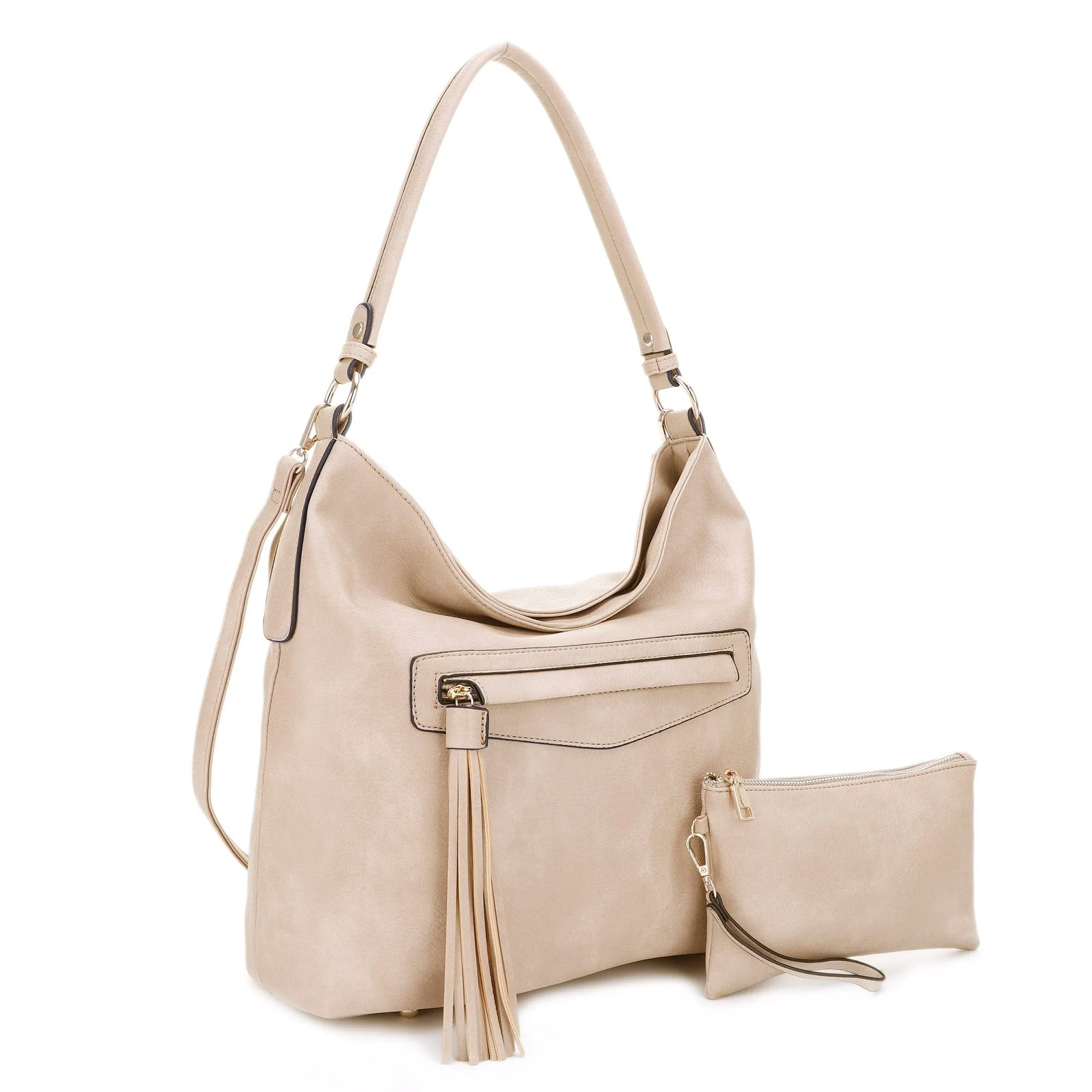 FC20495 Eliza Front Tassel Pocket 2 in 1 Hobo Shoulder Bag Set