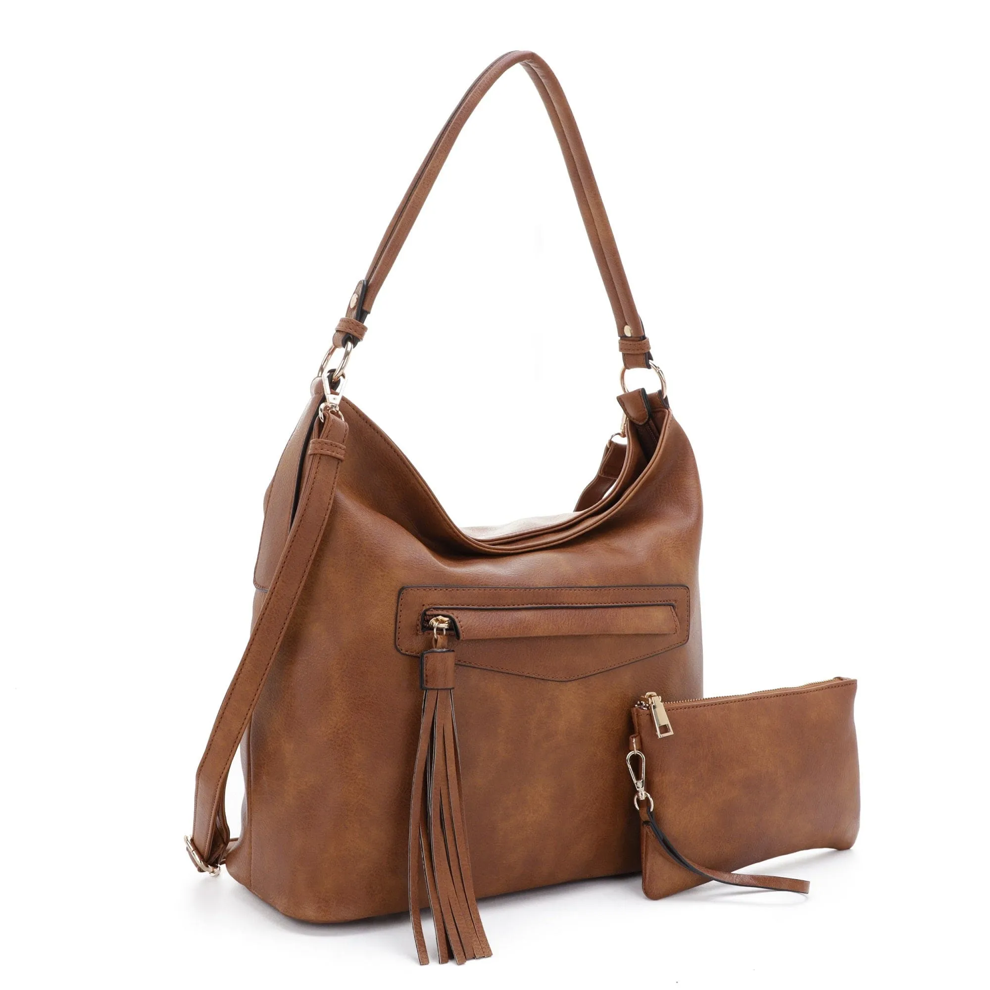 FC20495 Eliza Front Tassel Pocket 2 in 1 Hobo Shoulder Bag Set