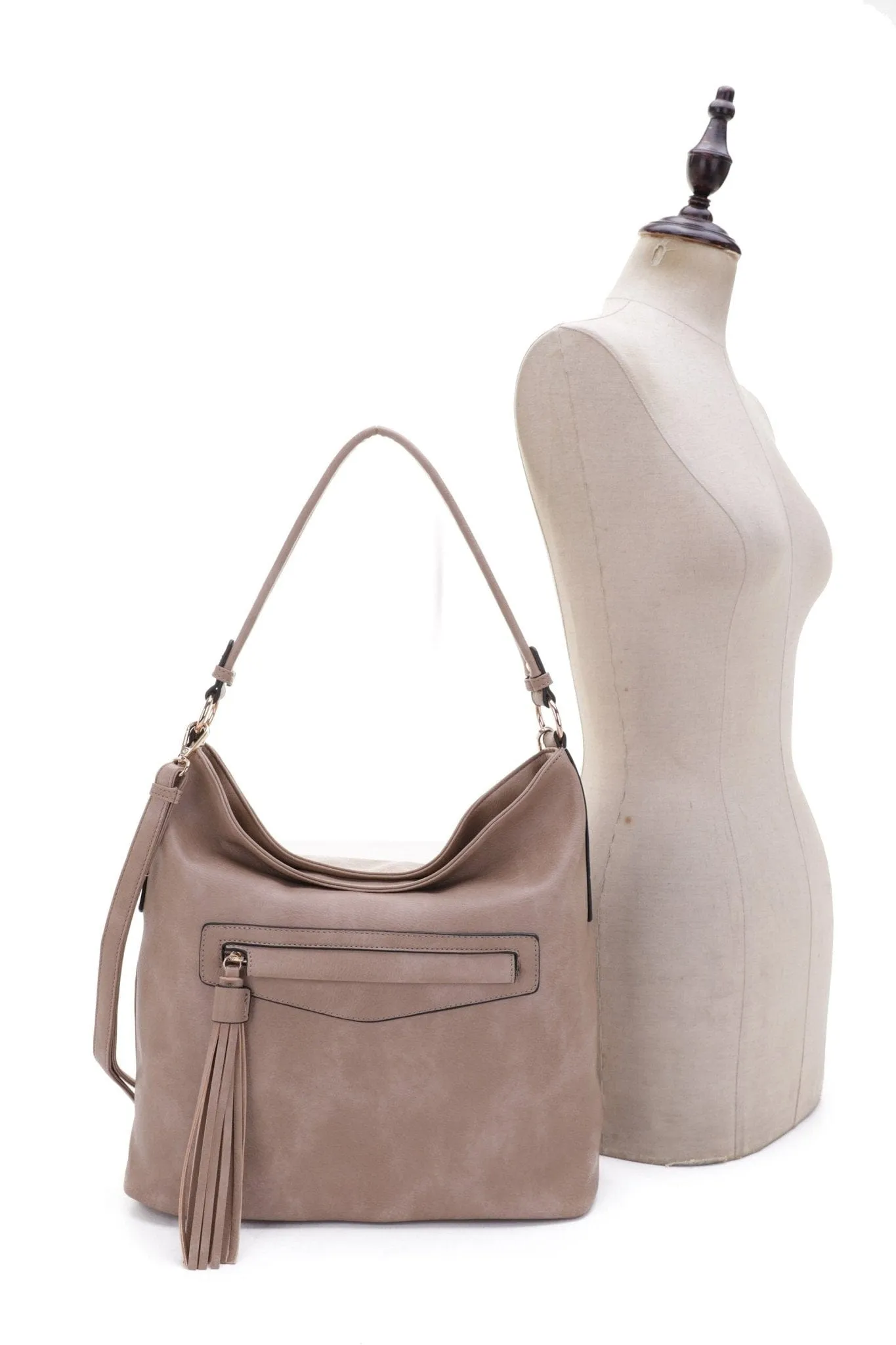 FC20495 Eliza Front Tassel Pocket 2 in 1 Hobo Shoulder Bag Set