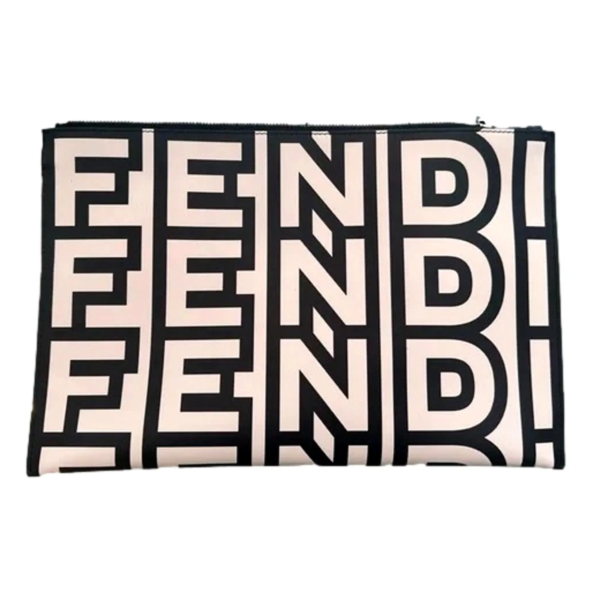 Fendi by Marc Jacobs Roma Black White Large Leather Clutch