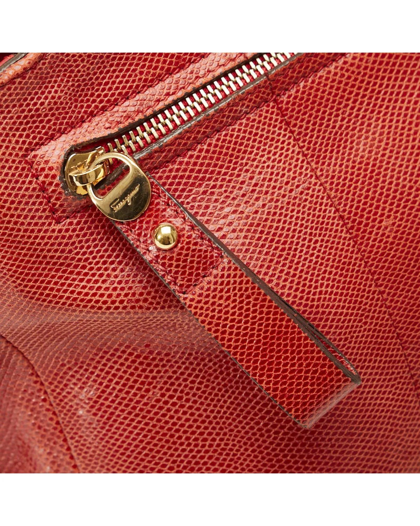 Gancini Leather Handbag in Red