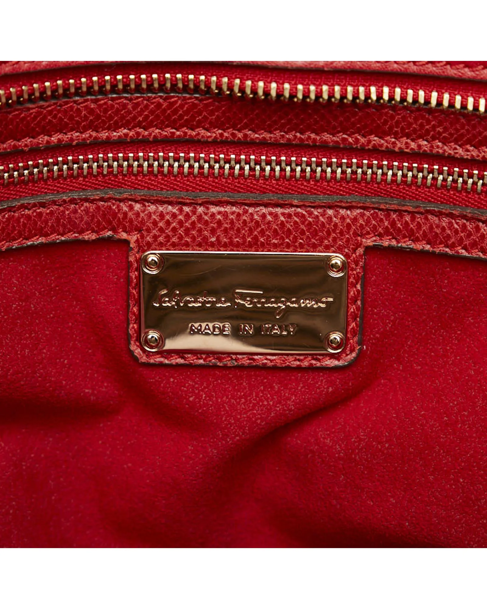 Gancini Leather Handbag in Red