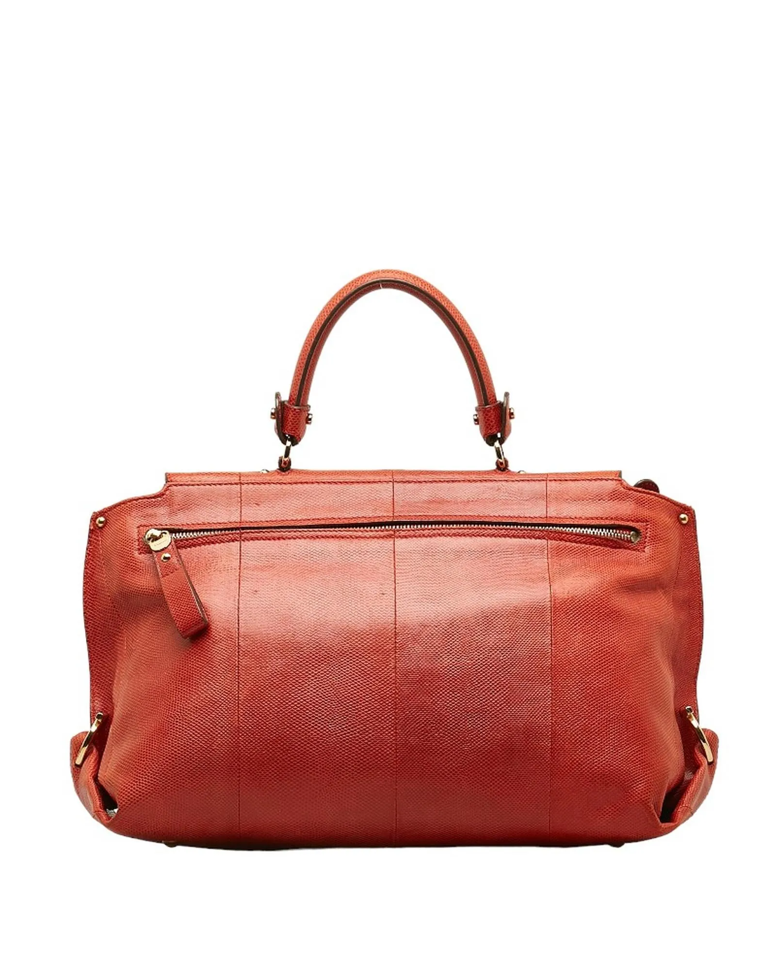 Gancini Leather Handbag in Red