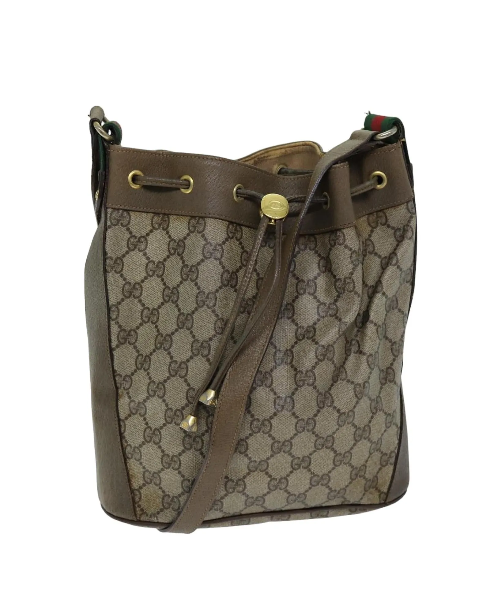 GG Supreme Shoulder Bag with Web Detail in Beige and Red