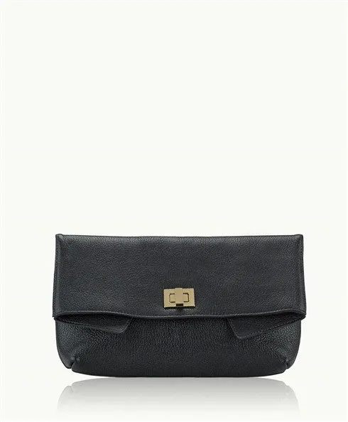 Gigi New York Claire Black Soft Goatskin Clutch