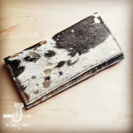 Hair-On Hide Leather Wallet in Mixed Metallic