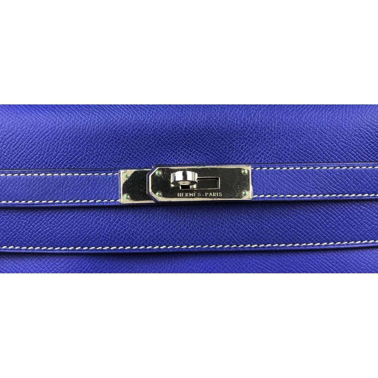 HERMES Kelly 32 Blue Electric Epsom Leather Bag