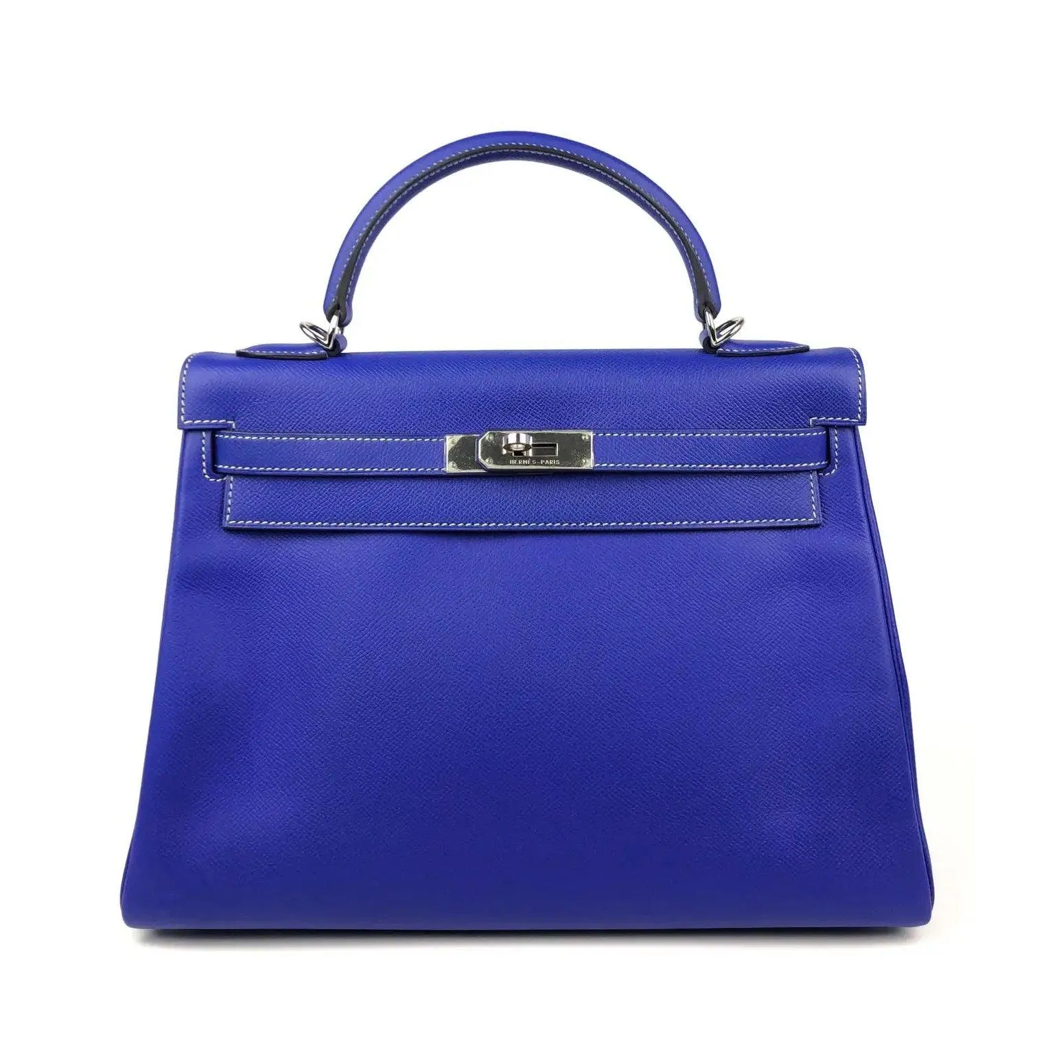 HERMES Kelly 32 Blue Electric Epsom Leather Bag