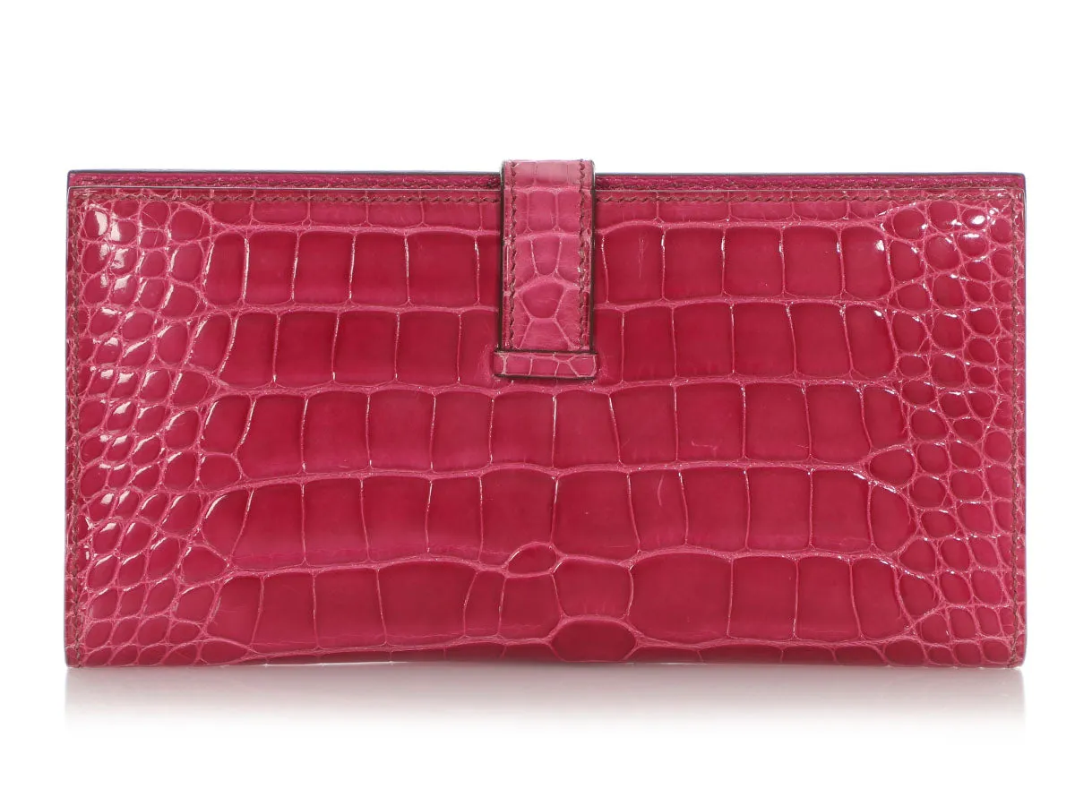 Hermès Fuchsia Shiny Alligator Béarn Wallet