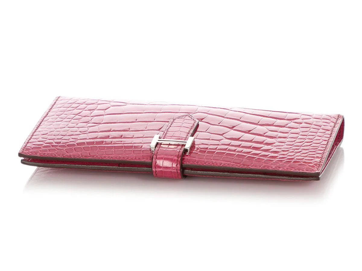 Hermès Fuchsia Shiny Alligator Béarn Wallet