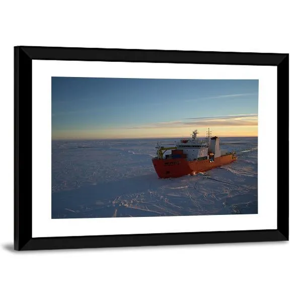 Icebreaker In Antarctic Canvas Wall Art