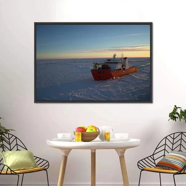 Icebreaker In Antarctic Canvas Wall Art