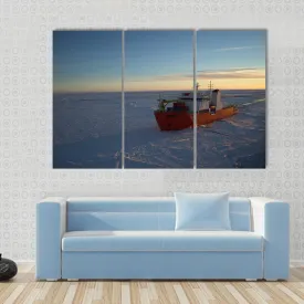 Icebreaker In Antarctic Canvas Wall Art