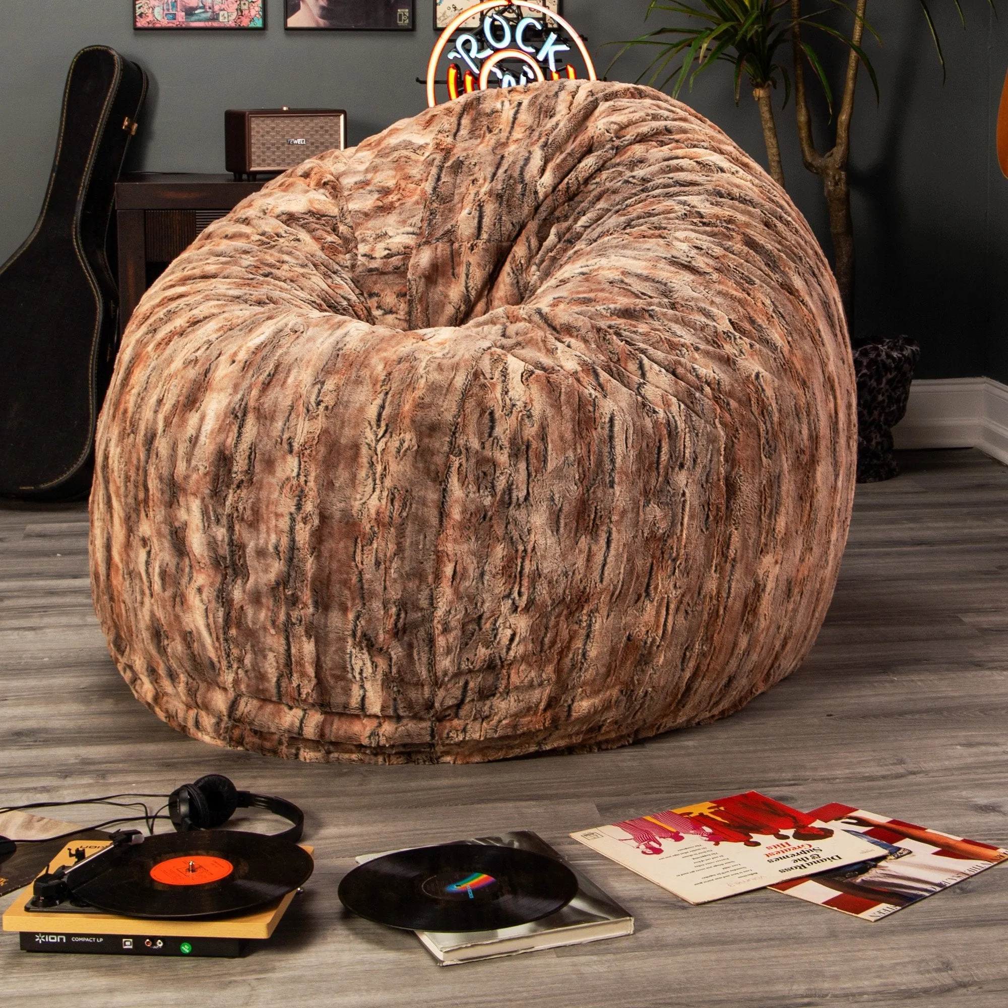 Jaxx 6' Cocoon Faux Fur Bean Bag Chair