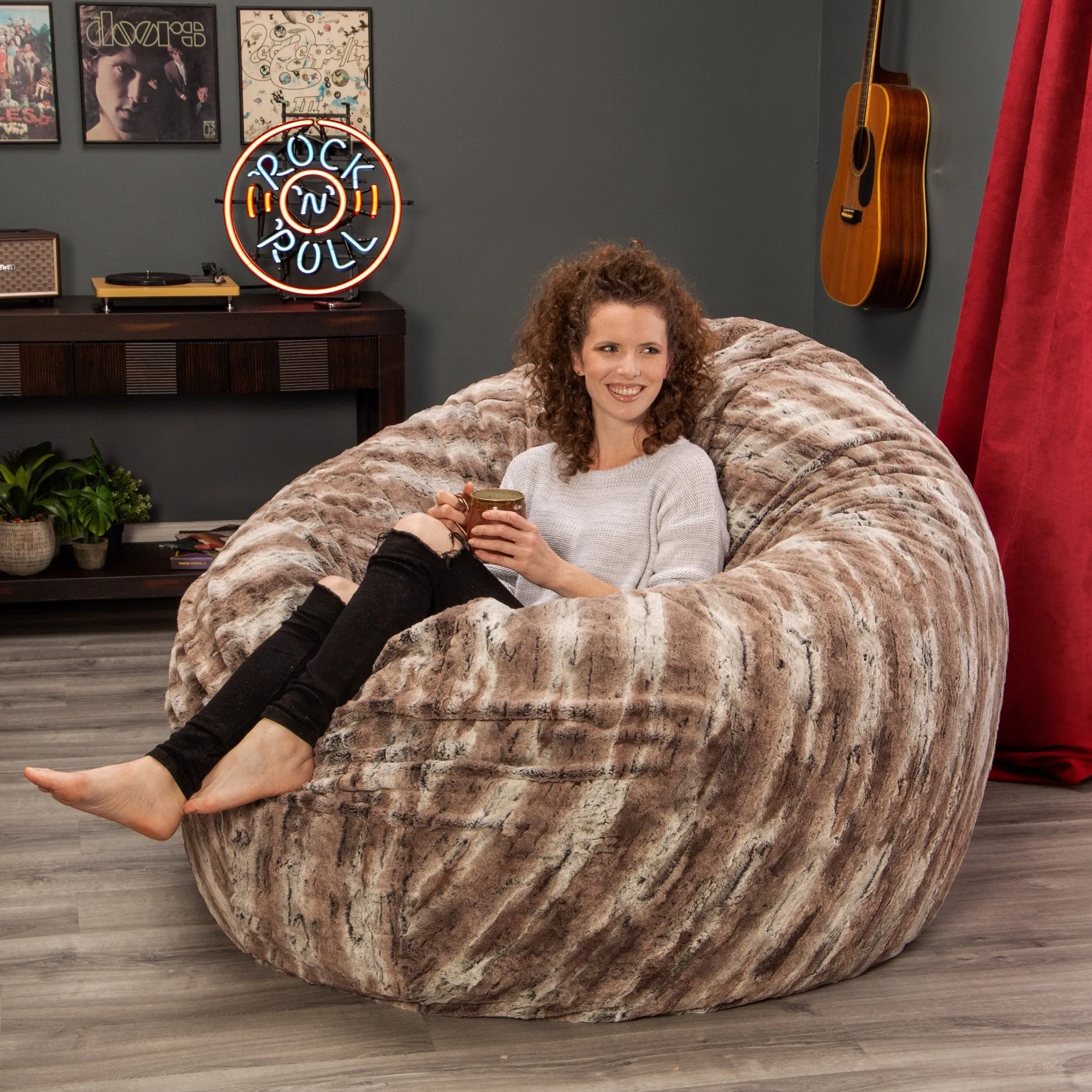 Jaxx 6' Cocoon Faux Fur Bean Bag Chair