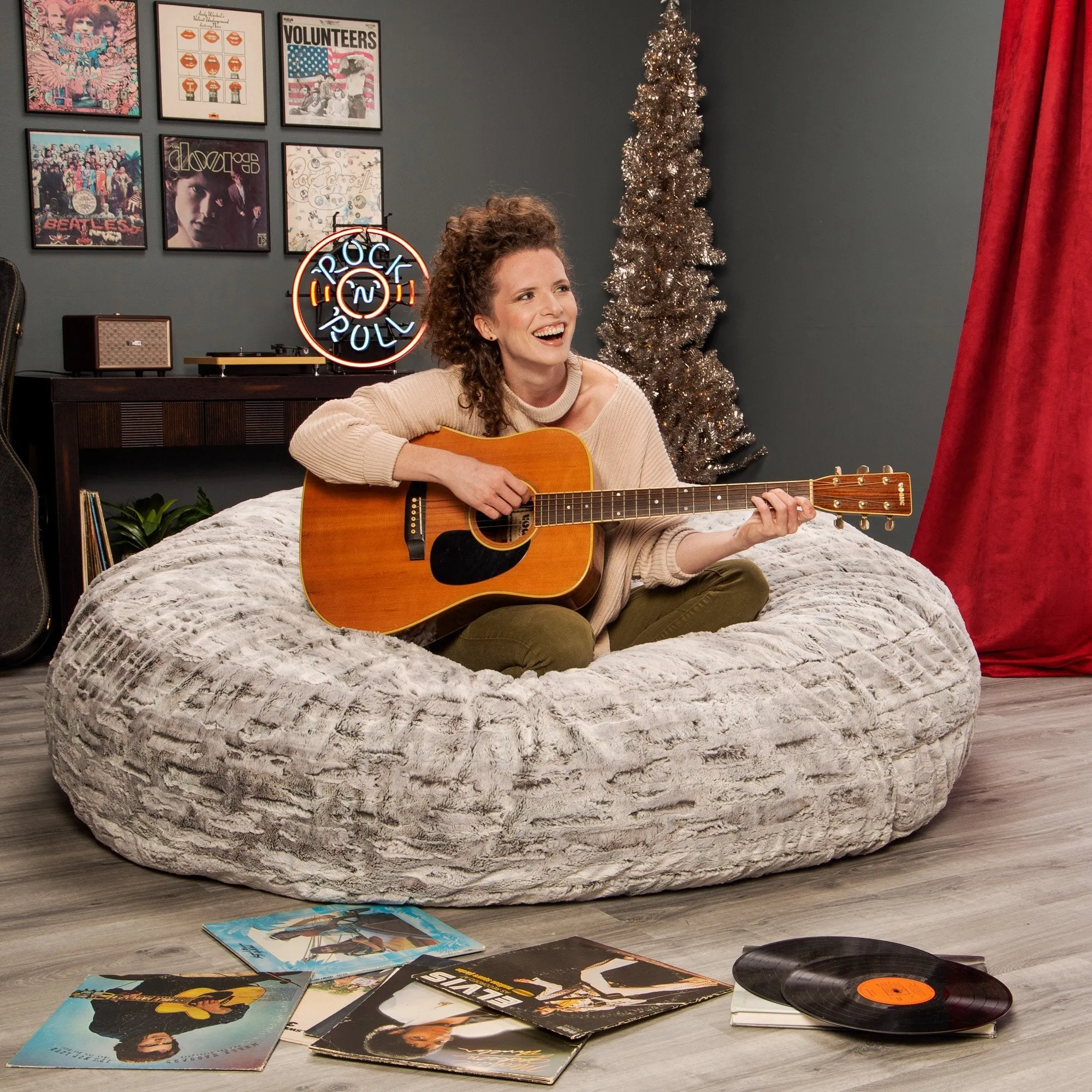 Jaxx 6' Cocoon Faux Fur Bean Bag Chair