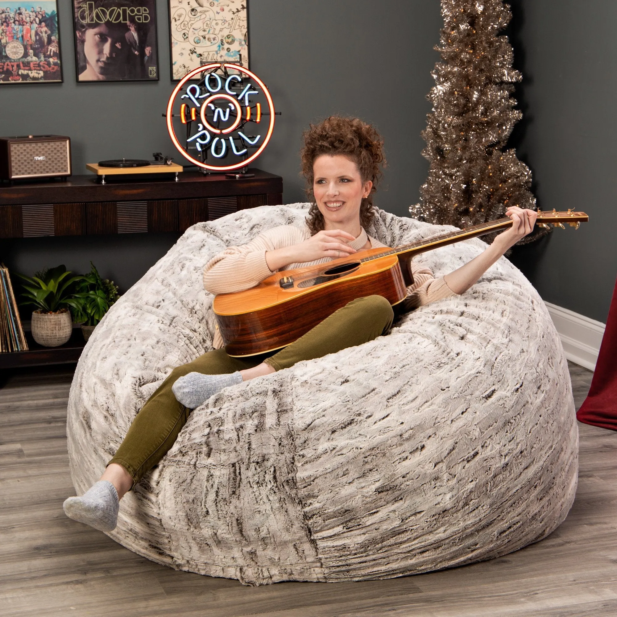 Jaxx 6' Cocoon Faux Fur Bean Bag Chair