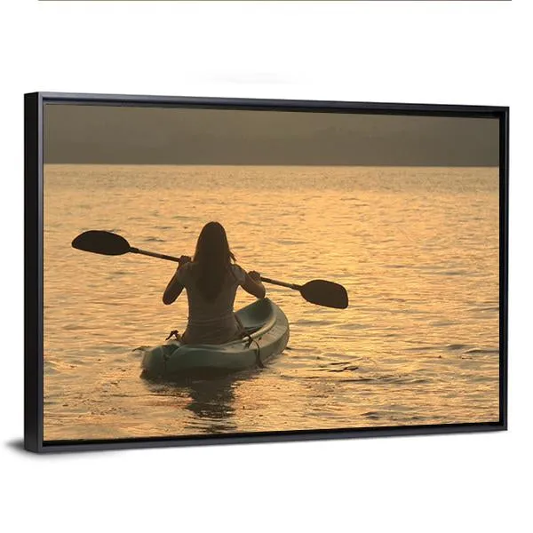 Kayaking At Sunrise Canvas Wall Art