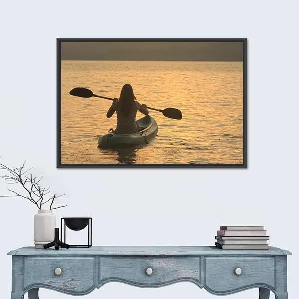 Kayaking At Sunrise Canvas Wall Art